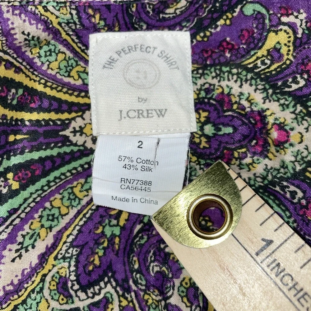 J. Crew Shirt‎ Women's Size 2 The Perfect Shirt Paisley Long Sleeve Button Down